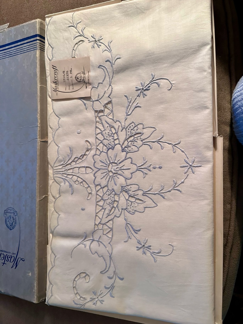 Embroidered by hand vintage pillowcases by Mastercraft
